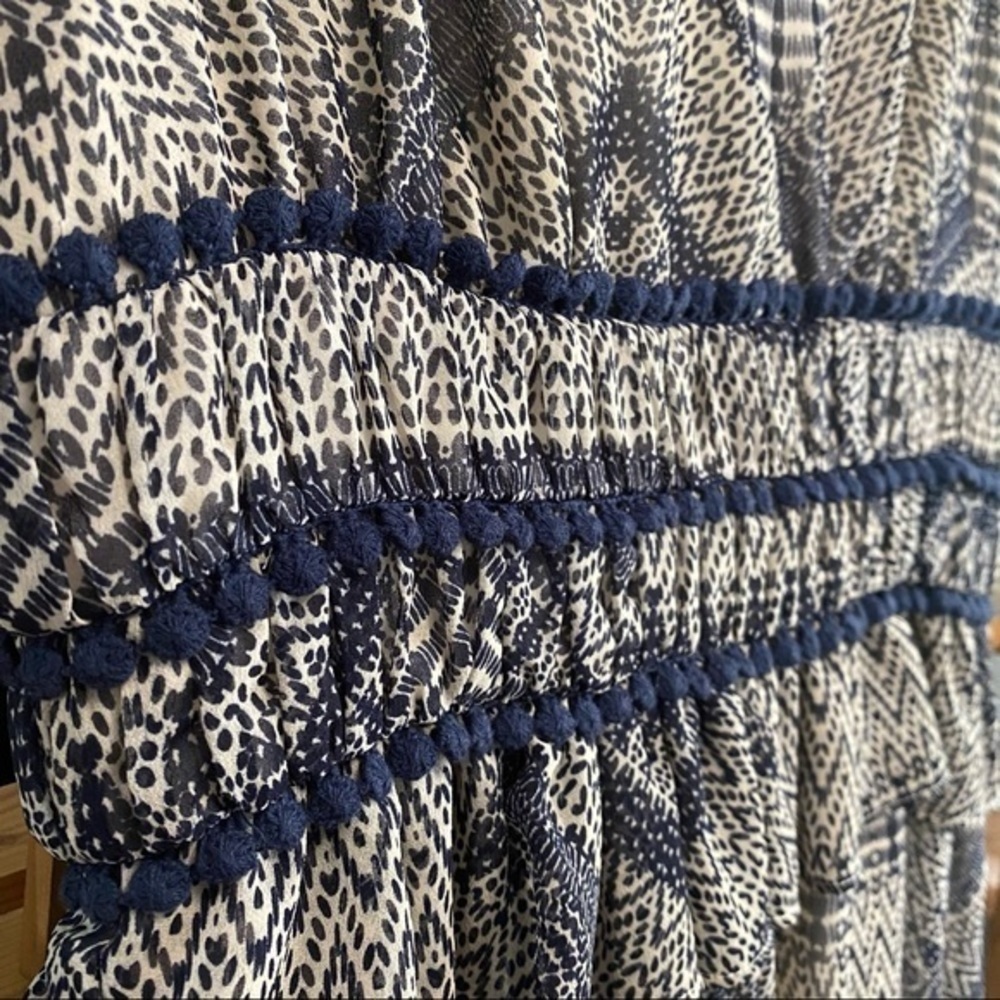 Rebecca Minkoff Lucille Sleeveless Blue and Cream Printed Dress 0 - Picture 6 of 16